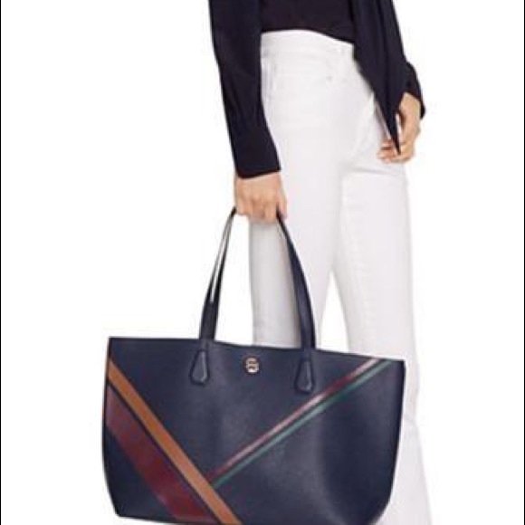 🌸Tory Burch Printed Stripe Tote Bag *EXCLUSIVE🌸 - Picture 2 of 9